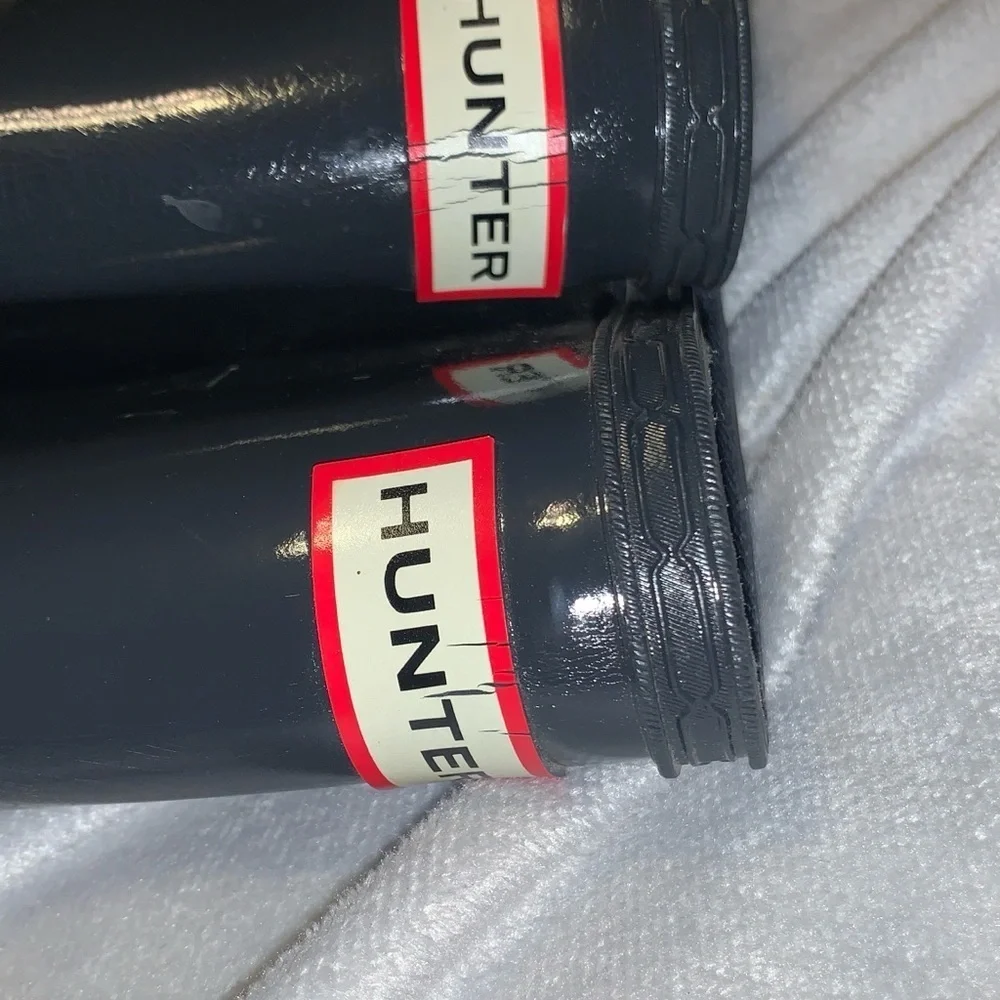 Hunter Glossy dark gray tall Rain Boots classic size 8